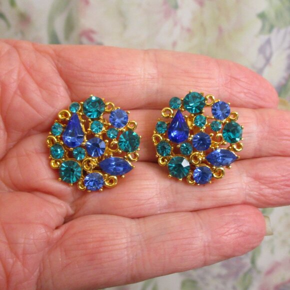 Vintage MJENT Star and Moon Rhinestone Gold Plate Brooch Earrings Designer Set - Picture 9 of 14